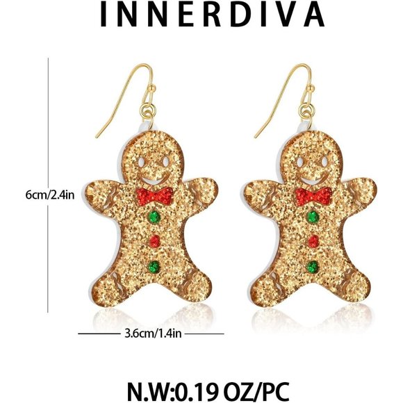 Gingerbread man garland deer colorful light bulbs Earrings Christmas Decoration - Picture 8 of 8